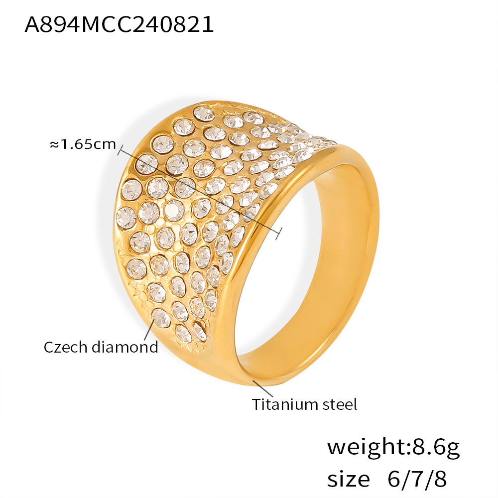 Damenring aus Titanstahl mit tschechischen Diamanten Shop Nory