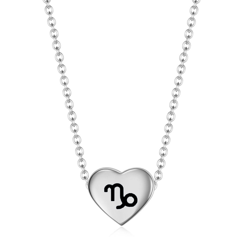 Damen Halskette mit gravierbarem Herzanhänger und astrologischem Symbol Shop Nory