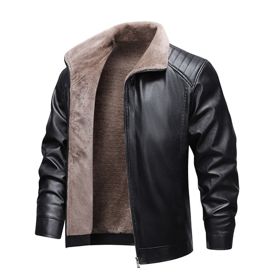 Herren Kunstleder-Fliegerjacke mit Teddyfutter und gesteppter Schulterpartie Shop Nory