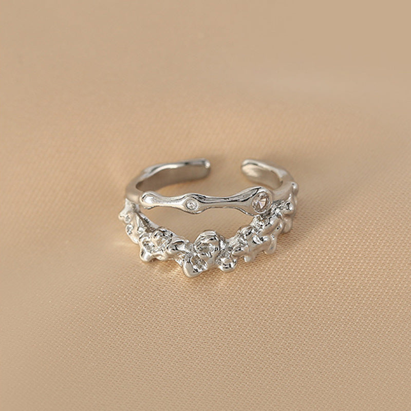 Damen Offener Ring mit organischem Design und funkelnden Akzenten Shop Nory