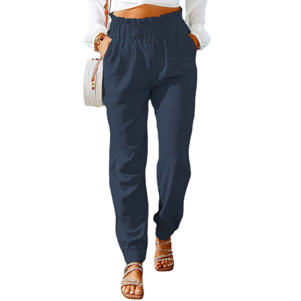 Damen Bequeme und elegante Sommerhose mit elastischem Bund und praktischen Taschen