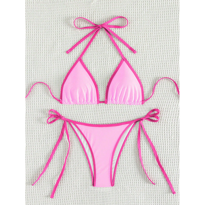 Damen Triangel-Bikini mit verstellbaren Bändern und nahtlosem Design