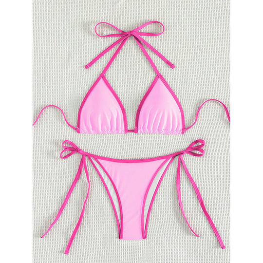 Damen Triangel-Bikini mit verstellbaren Bändern und nahtlosem Design