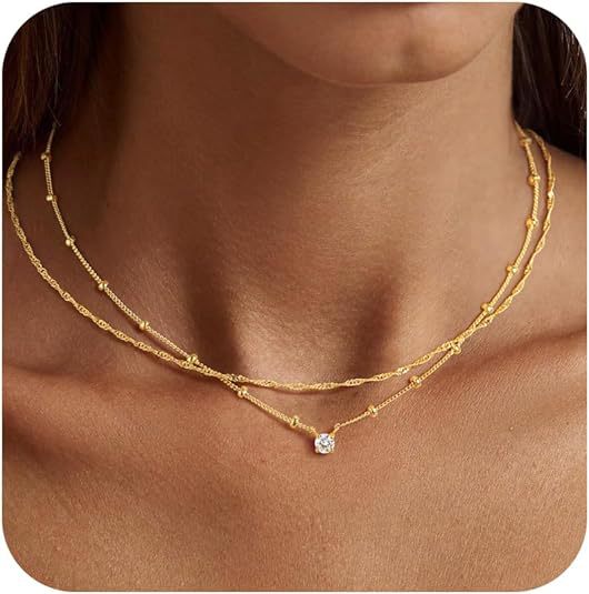 Damen Halskette mit elegantem zweilagigem Design und funkelndem Anhänger Shop Nory