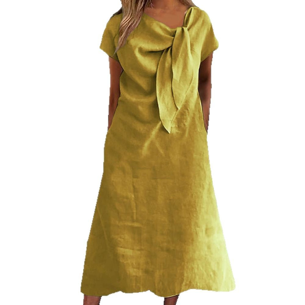 Damen Leinenkleid mit Schleifen-Detail Shopnory