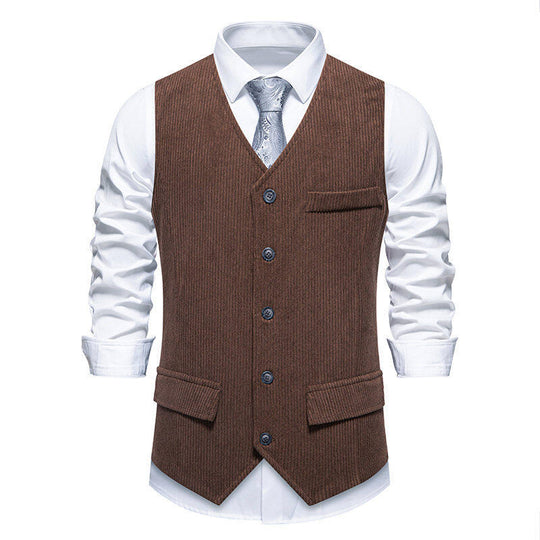 Herren elegante Anzugweste im klassischen Herringbone-Design mit praktischen Taschen