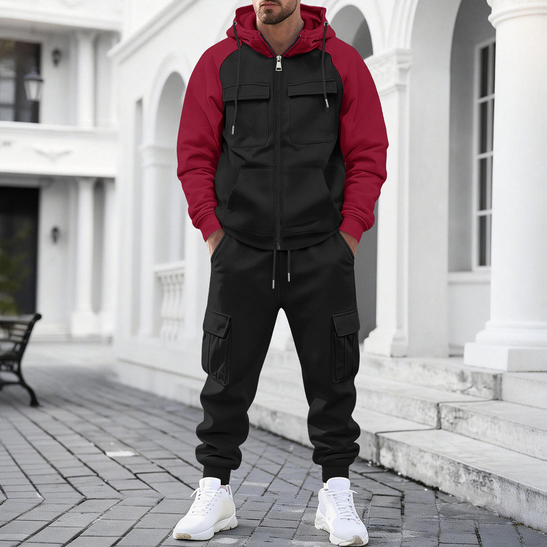 Herren Kapuzen-Sweatset mit Reißverschluss und funktionaler Cargohose Shop Nory