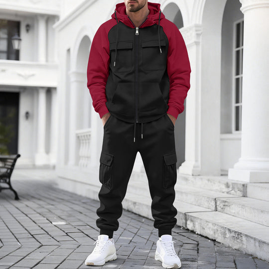 Herren Kapuzen-Sweatset mit Reißverschluss und funktionaler Cargohose Shop Nory