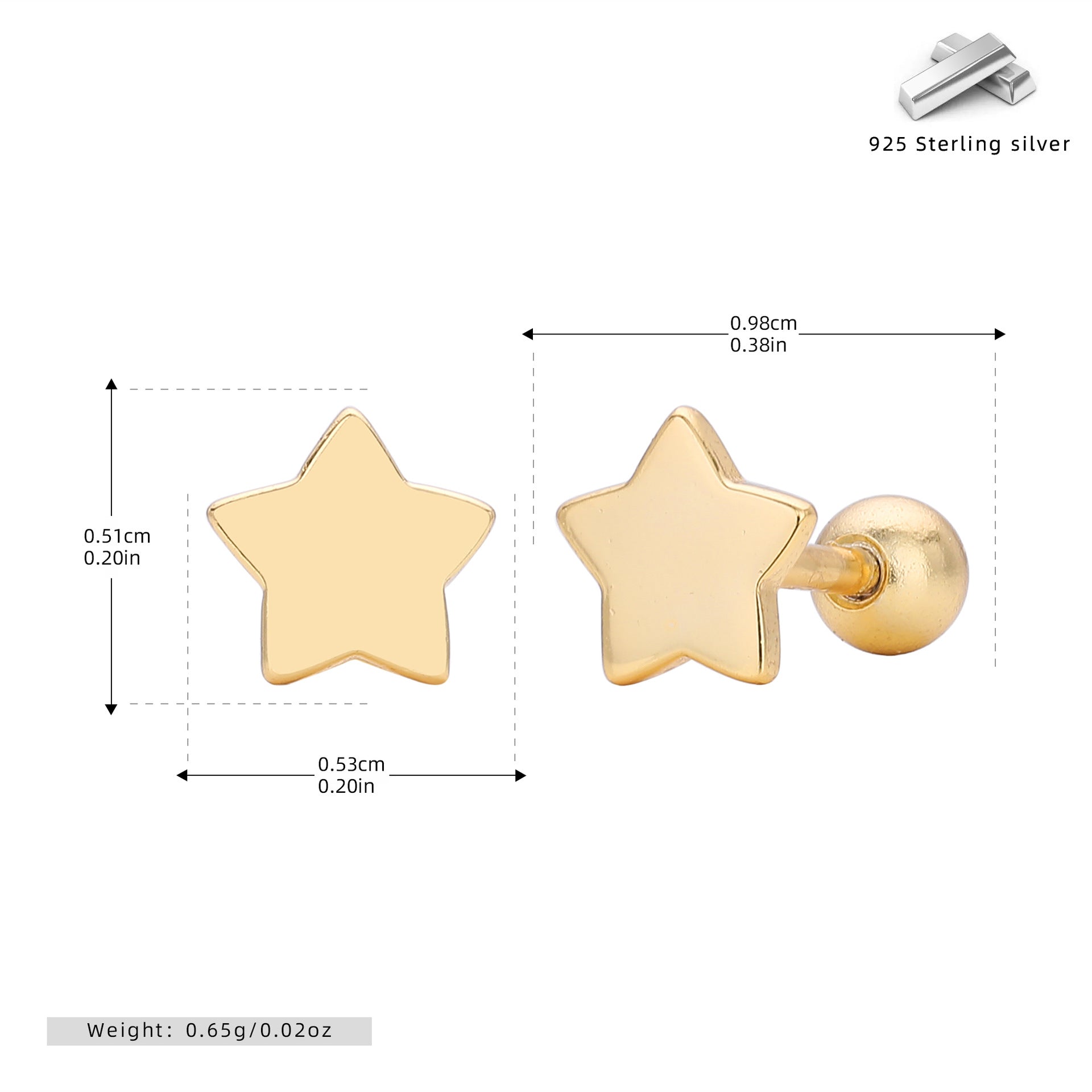 Damen Ohrstecker in funkelndem Sternen-Design aus 925 Sterling Silber Shop Nory