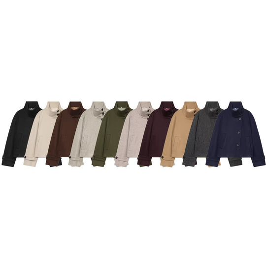 Damen Kurz-Capejacke aus Wollmix mit hohem Rollkragen und Manschetten-Detail Shop Nory