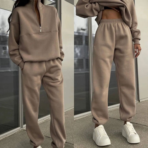 Damen nan Oversize Half-Zip Sweatshirt mit Stehkragen und weicher Jogginghose Shop Nory