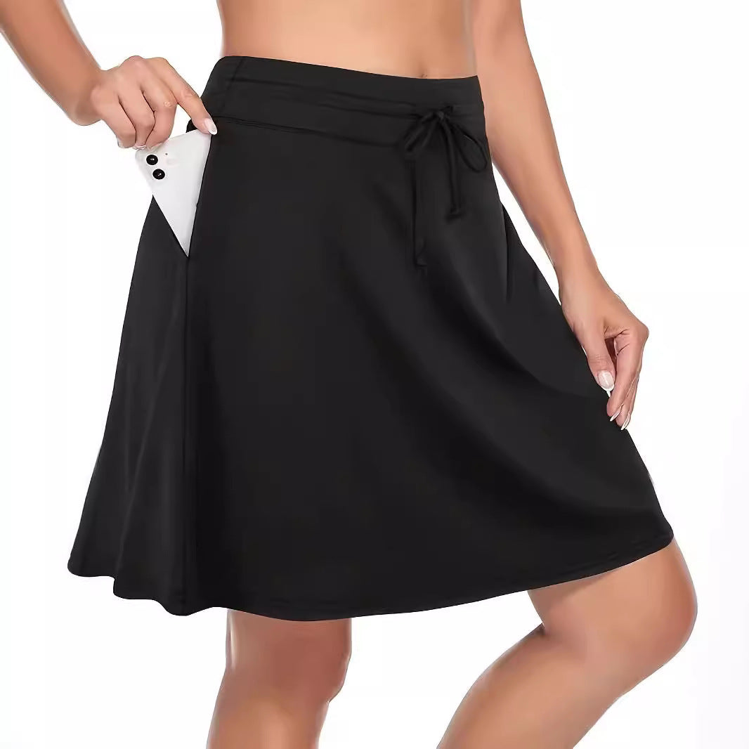 Damen High-Waist Sportrock mit integriertem Shorts und praktischen Taschen