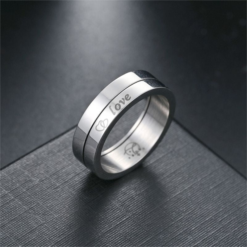 Herren Ring mit modernem zweifarbigem Design und graviertem Schriftzug Shop Nory