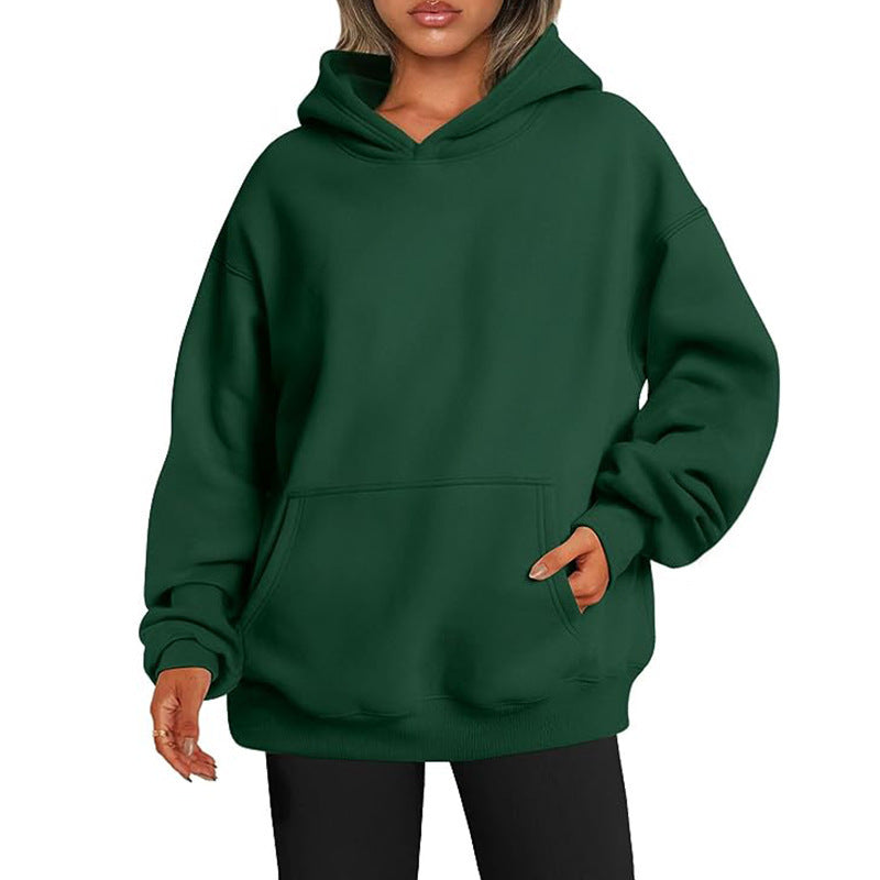 Damen Übergrößen Kapuzenpullover mit praktischen Taschen undlässigem Schnitt
