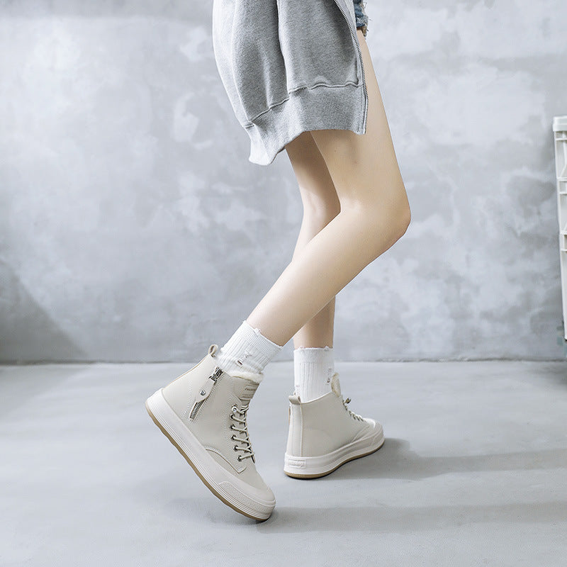 Damen Hohe Sneakers mit kuscheligem Innenfutter und robustem Zipper Shopnory