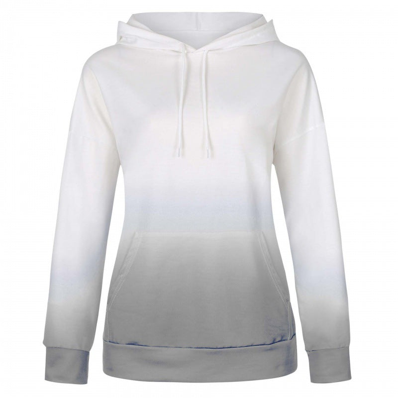 Damen Oversize Kapuzenpullover mit Dip-Dye Farbverlauf und Kängurutasche Shop Nory