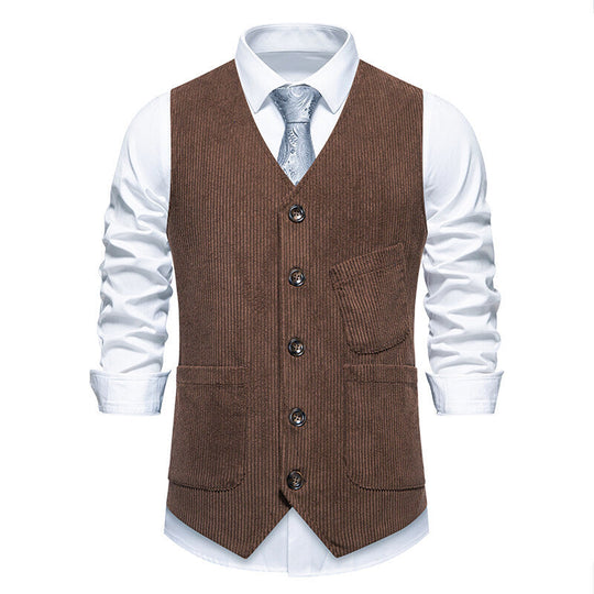 Herren elegante Cordweste mit praktischen Taschen und fein strukturiertem Design