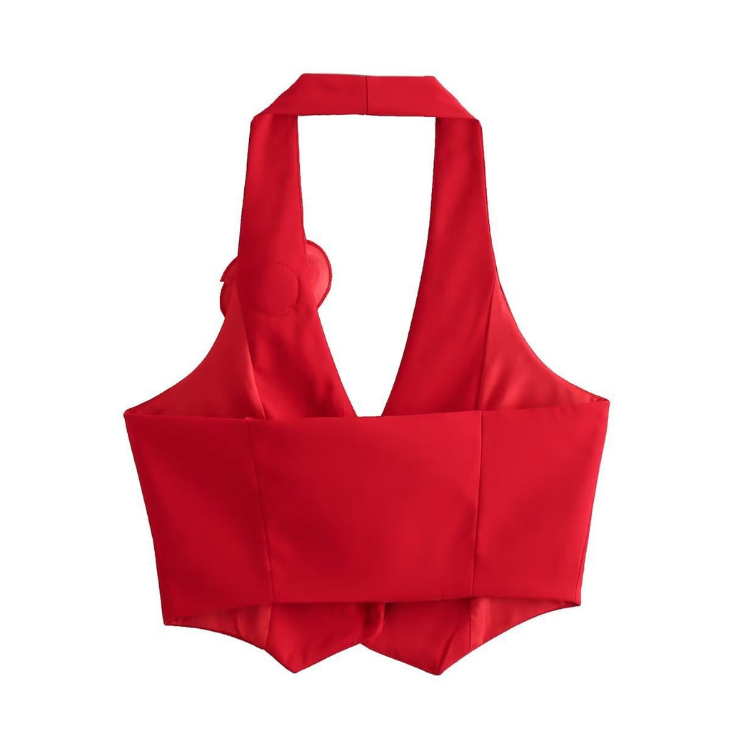 Damen Elegante Weste mit Blütenapplikation