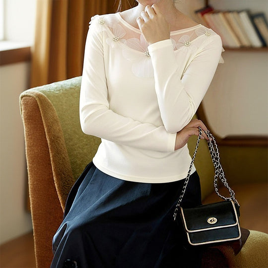 Damen Elegantes Oberteil mit floralen Akzenten Shop Nory