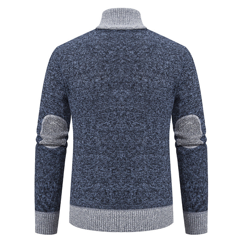 Herren Strickjacke mit Reißverschluss, Stehkragen und kontrastbesetzten Schultern Shop Nory
