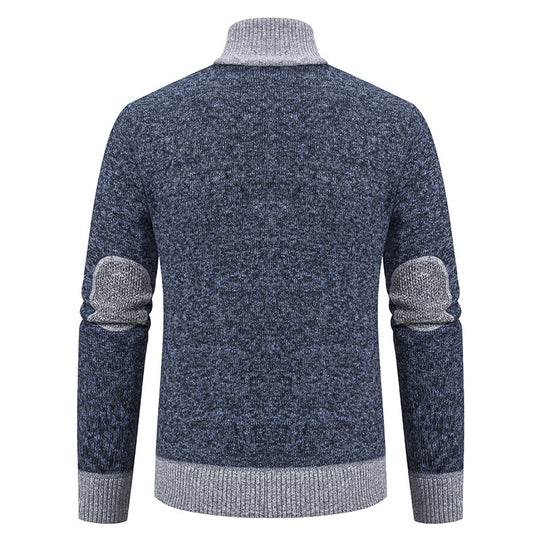 Herren Strickjacke mit Reißverschluss, Stehkragen und kontrastbesetzten Schultern Shop Nory
