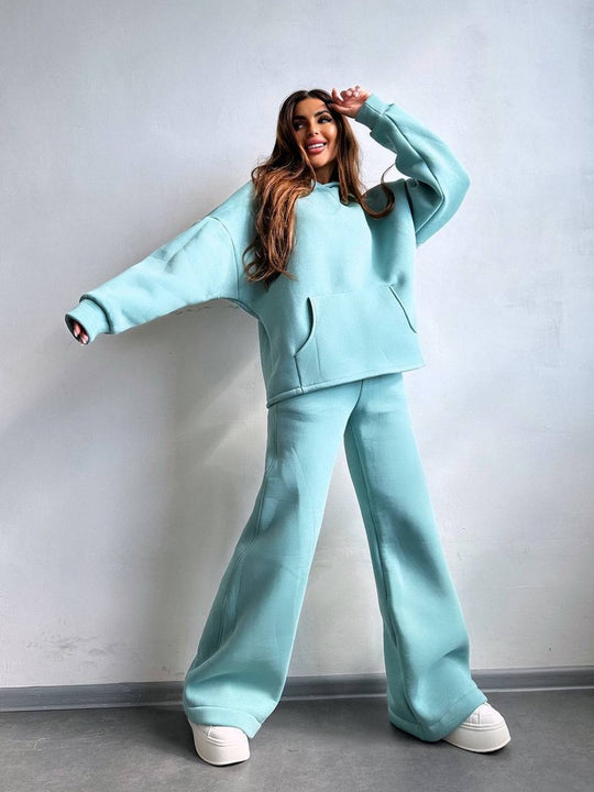 Damen Lässiges Hoodies und Schlaghosen Set Shop Nory