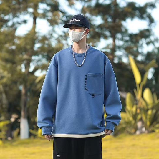 Herren Oversized Streetwear Sweatshirt mit Brusttasche und Ringdetail Shop Nory