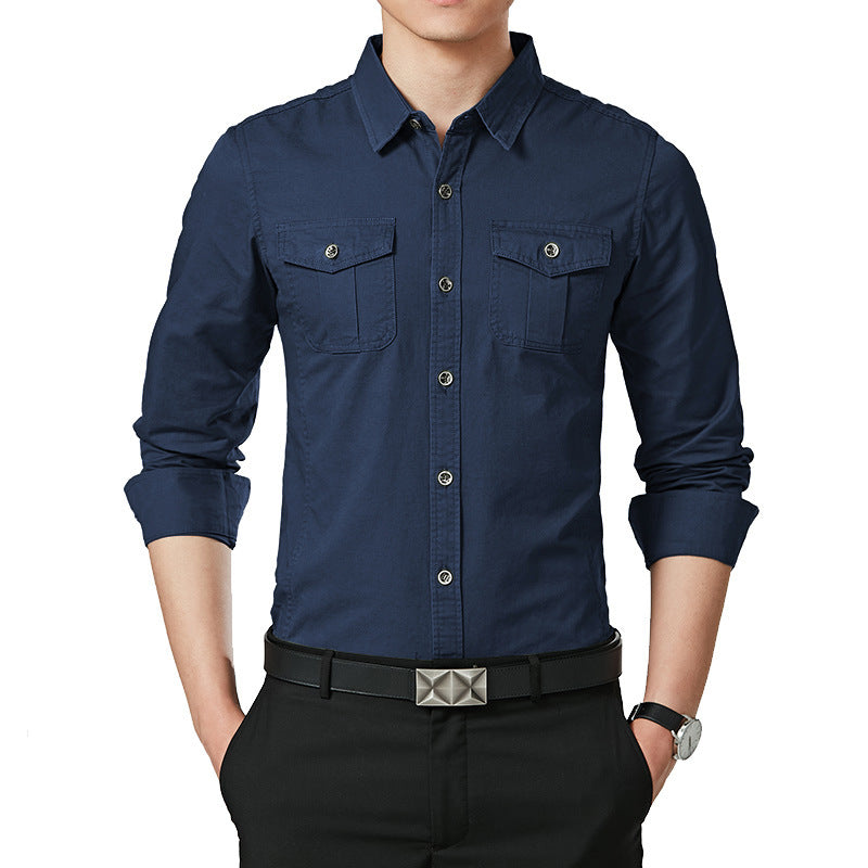 Herren Slim-Fit Oxford-Hemd mit Brustklappen und Kentkragen Shop Nory