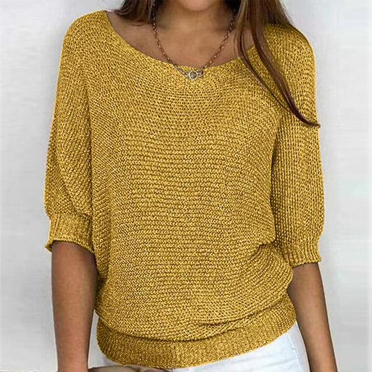 Damen nan legerer kastiger Feinstrickpullover mit weitem Ausschnitt Shop Nory