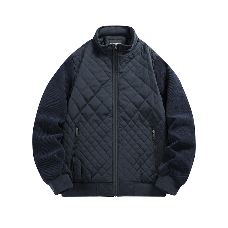 Herren gesteppte Hybridjacke mit Stehkragen und Strickärmeln Shop Nory