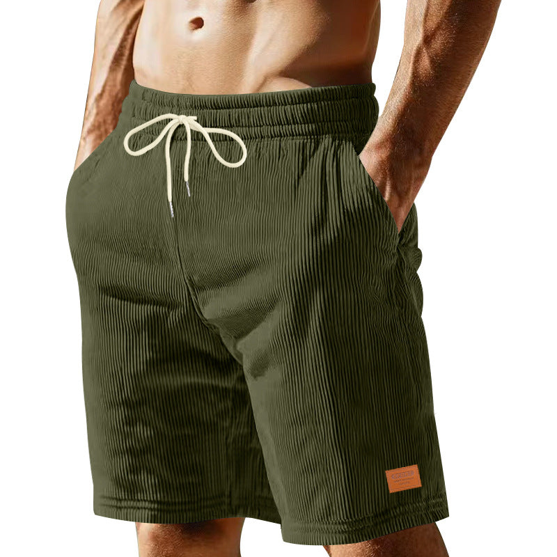 Herren nan lässige Bermudashorts aus feinstrukturiertem Baumwollmix mit elastischem Bund und Kordelzug