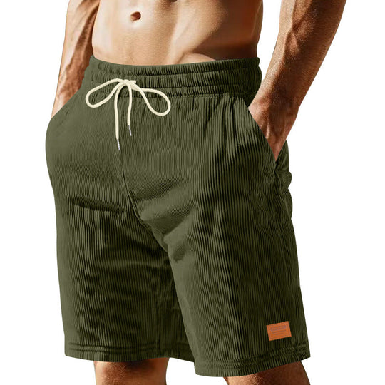 Herren nan lässige Bermudashorts aus feinstrukturiertem Baumwollmix mit elastischem Bund und Kordelzug