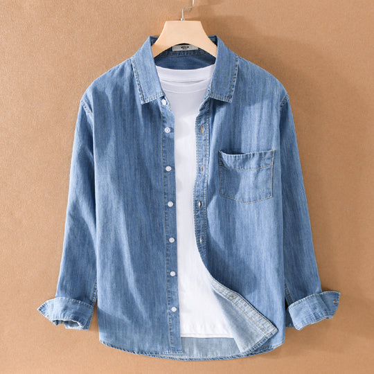 Herren Gewaschenes Denim-Overshirt mit Pattentasche, Relaxed-Fit und weichem Griff Shop Nory