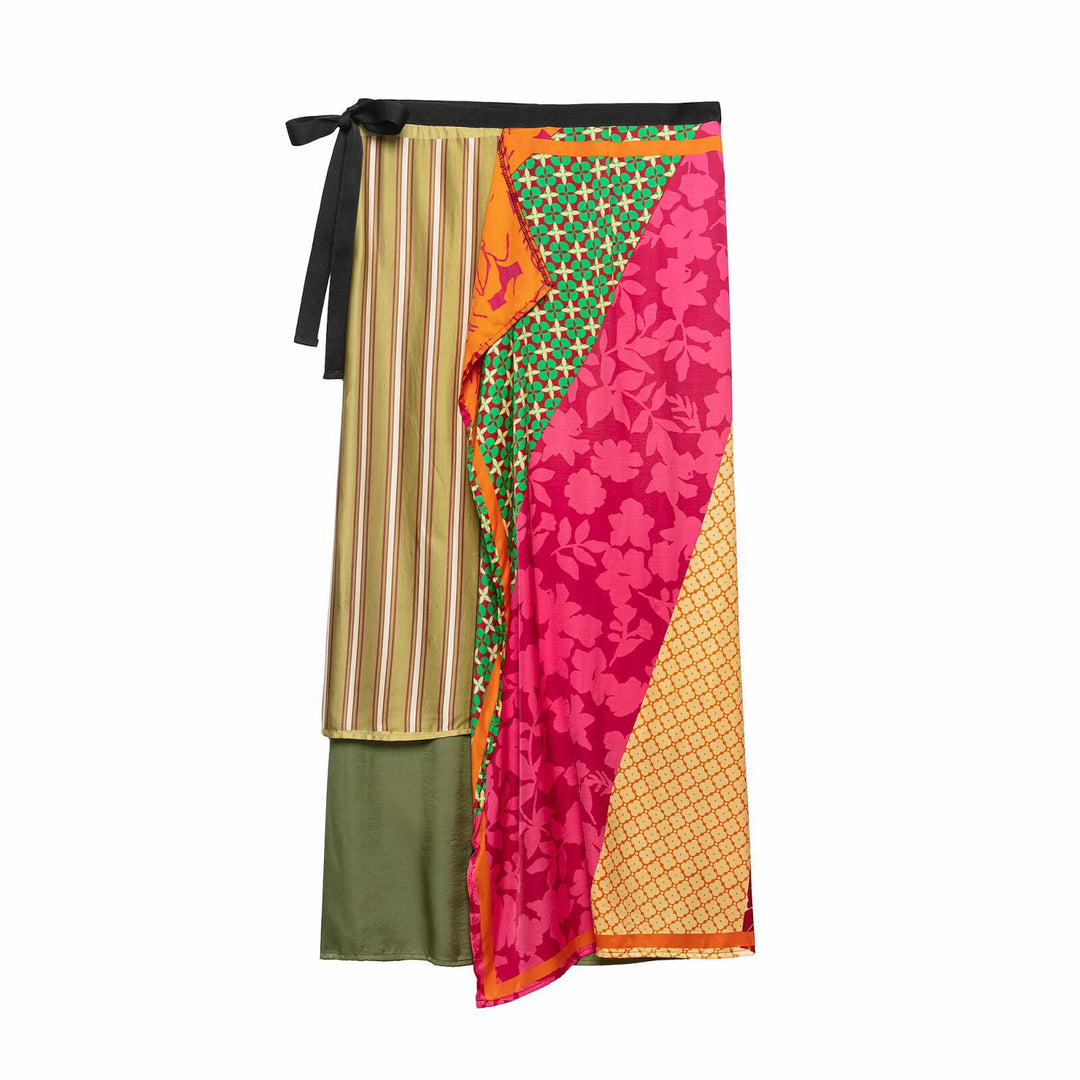 Damen Gemusterter Seiden-Kimono mit Bindegürtel und weitem Fledermausärmel Shop Nory