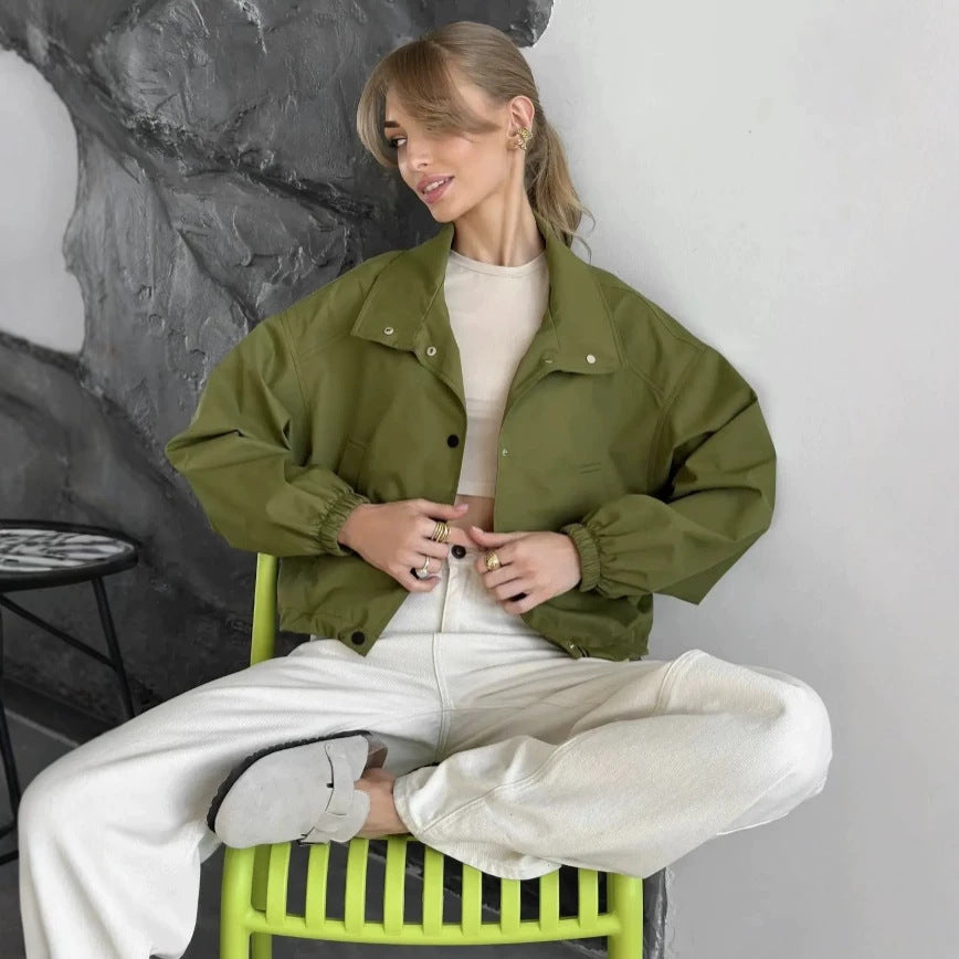 Damen Modische Kurzjacke mit hohem Kragen