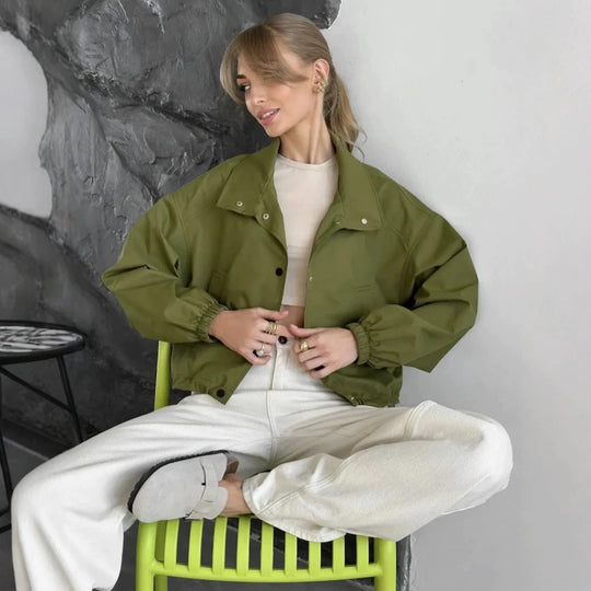 Damen Modische Kurzjacke mit hohem Kragen