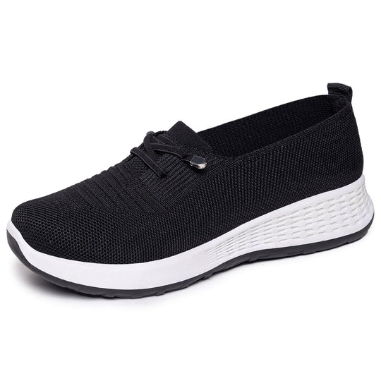 Damen nan leichter gestrickter Slip-On Freizeitschuh mit elastischem Einstieg, dekorativer Zier-Schnürung und dämpfender Leichtprofilsohle Shop Nory