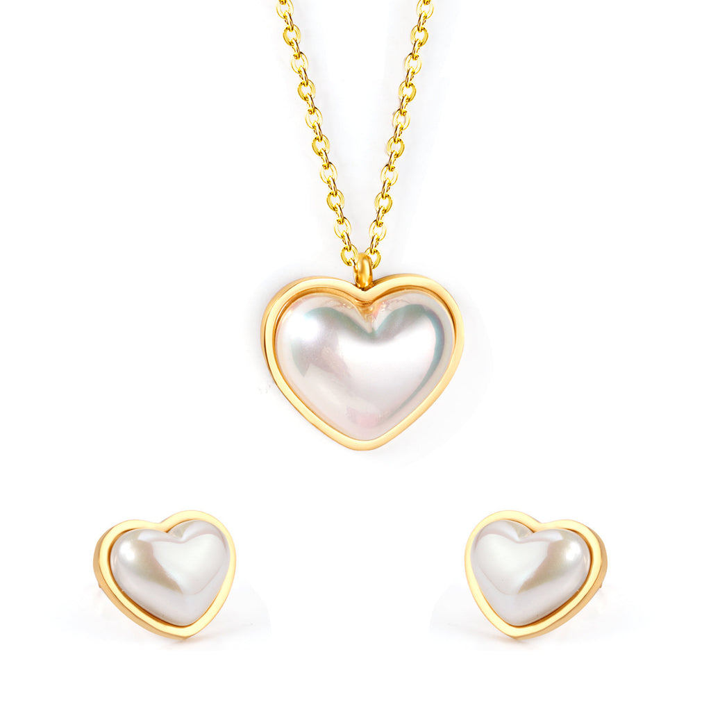 Damen Schmuckset bestehend aus Herzhalskette und Ohrsteckern Shop Nory