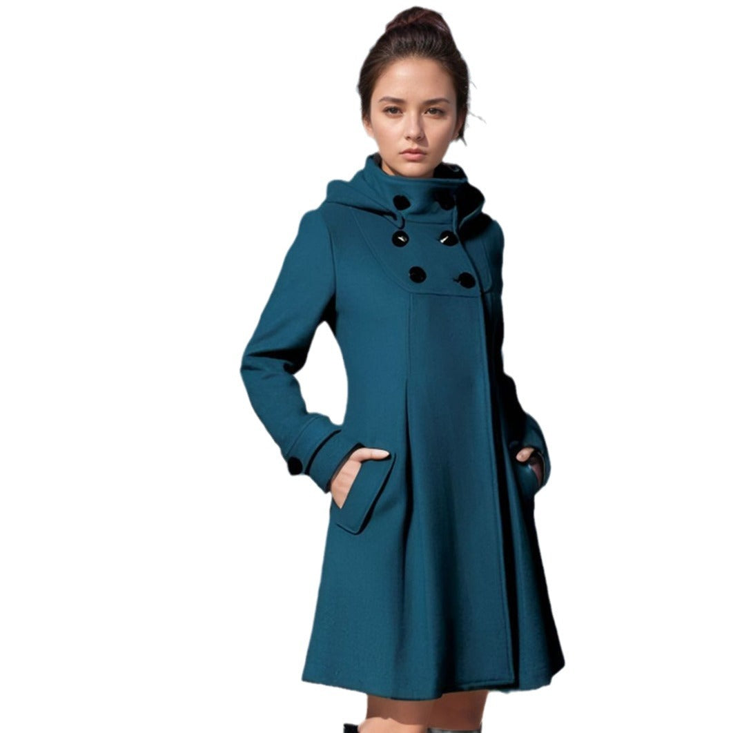 Damen Taillierter Wollmix-Mantel mit hohem Stehkragen und A-Linien-Silhouette Shop Nory