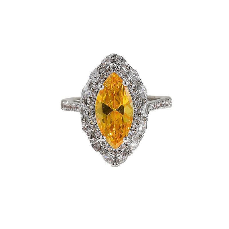 Damen eleganter und funkelnder Ring mit gelbem Zirkonia Shop Nory