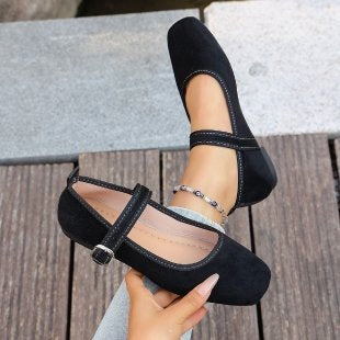 Damen Elegante Ballerinas mit verstellbarem Riemen