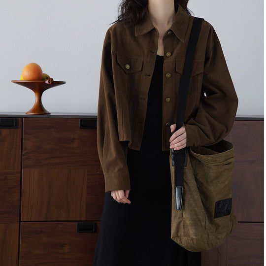 Damen Modische Oversized-Jacke mit Knöpfen und praktischen Taschen Shop Nory