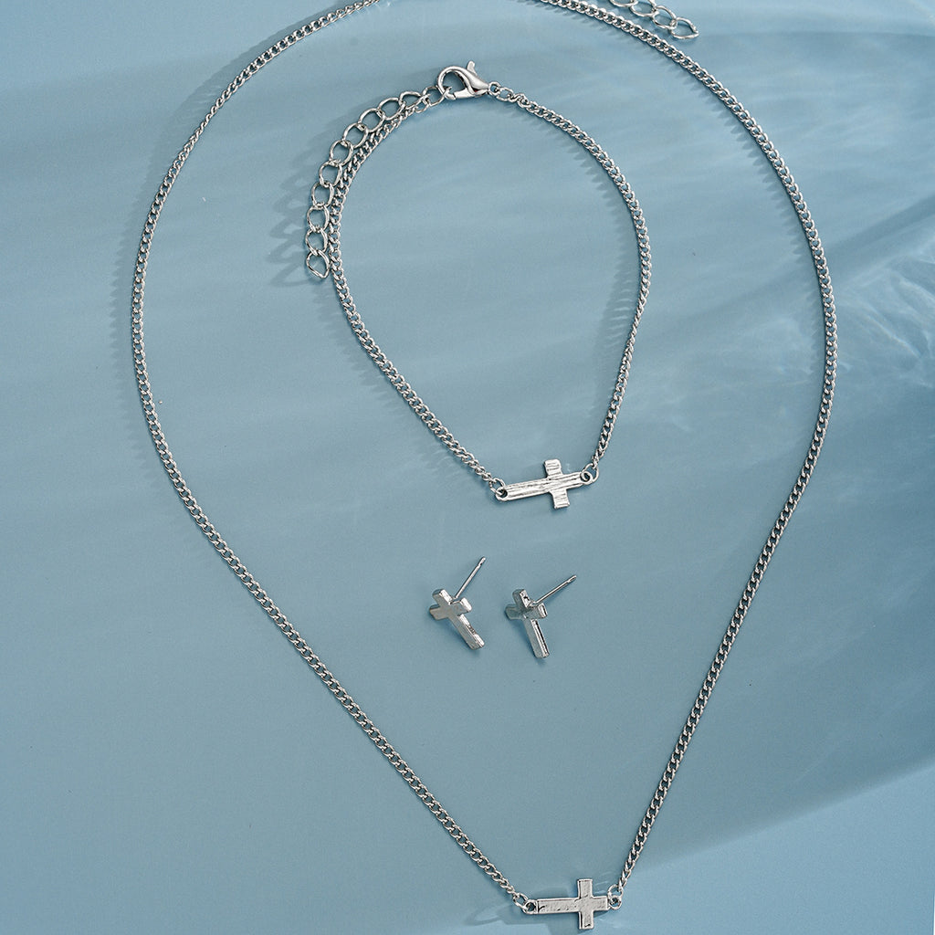 Damen Schmuckset mit kreuzförmigem Design und feinen Details Shop Nory