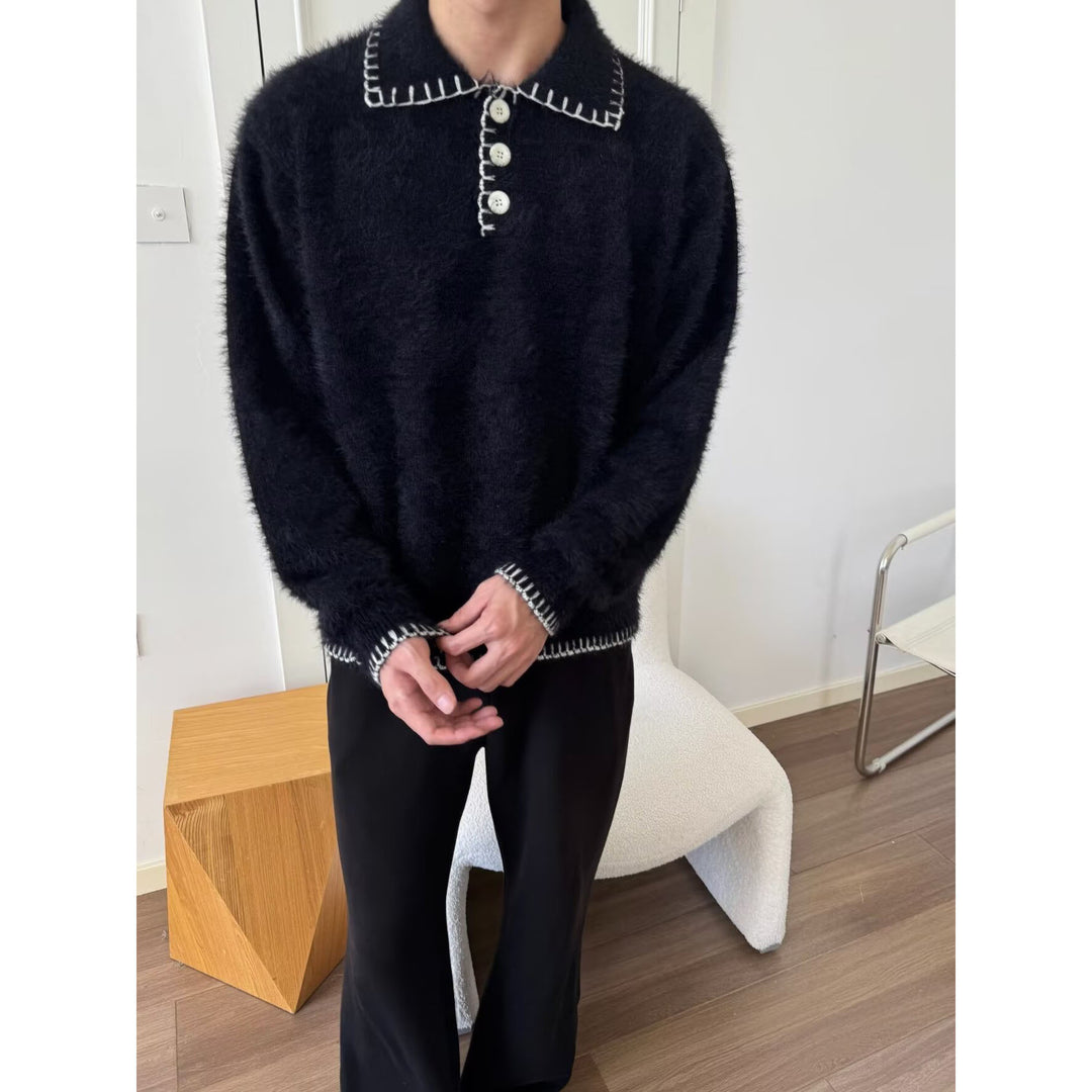 Damen Kuscheliger Grobstrickpullover mit Polokragen Shop Nory