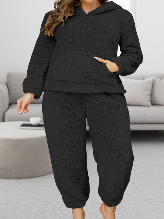 Damen Kuscheliges Teddy-Fleece Lounge-Set mit Kapuzenpullover und Jogginghose Shopy Nory