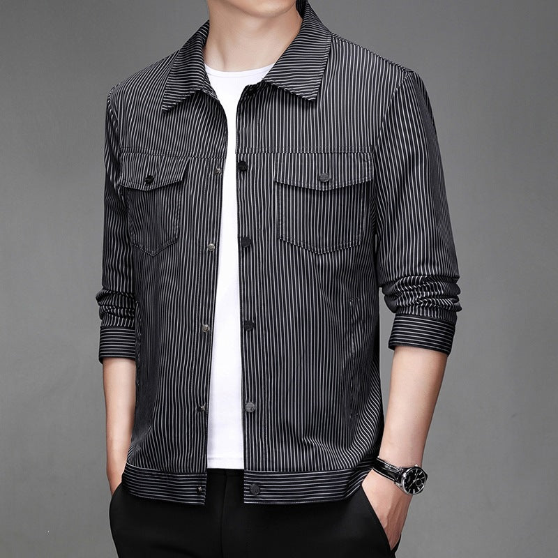 Herren Gestreifte Hemdjacke Shop Nory