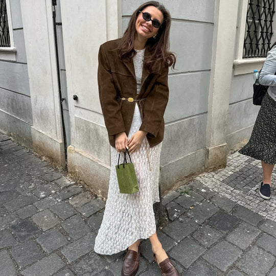 Damen Oversize Wildleder‑Blazer mit Reverskragen und Pattentaschen Shop Nory