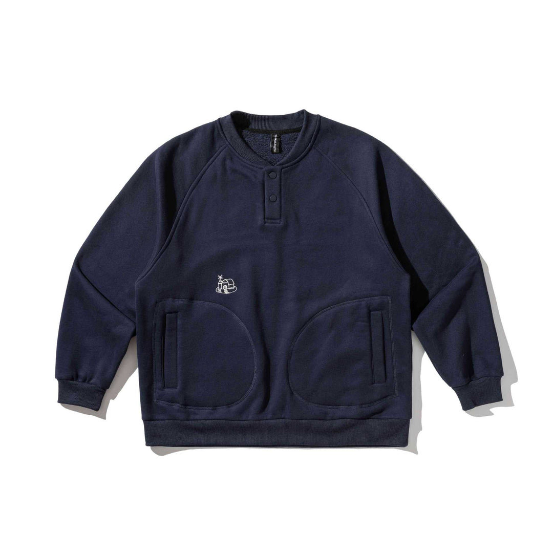 Herren Sweatshirt mit Knopfleiste im Henley‑Stil, Raglanärmeln und aufgesetzten Rundtaschen Shop Nory