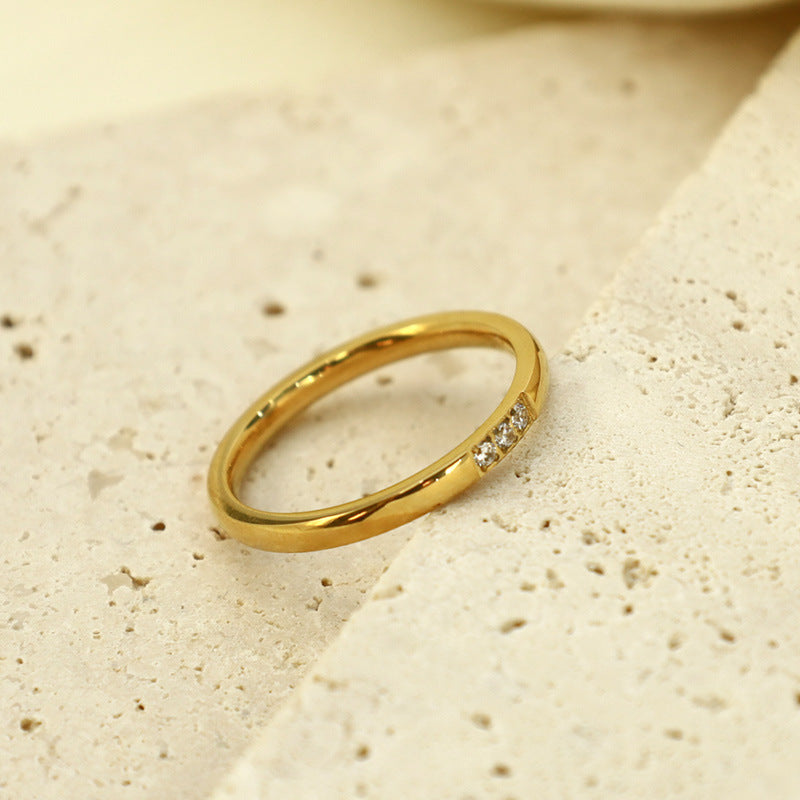 Damen eleganter Goldring mit Zirkonia-Steinen Shop Nory
