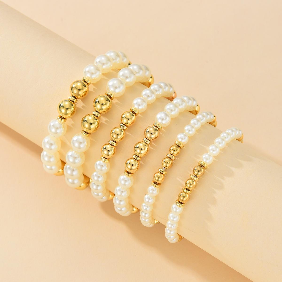 Damen Perlenarmband-Set mit goldenen Akzenten Shop Nory